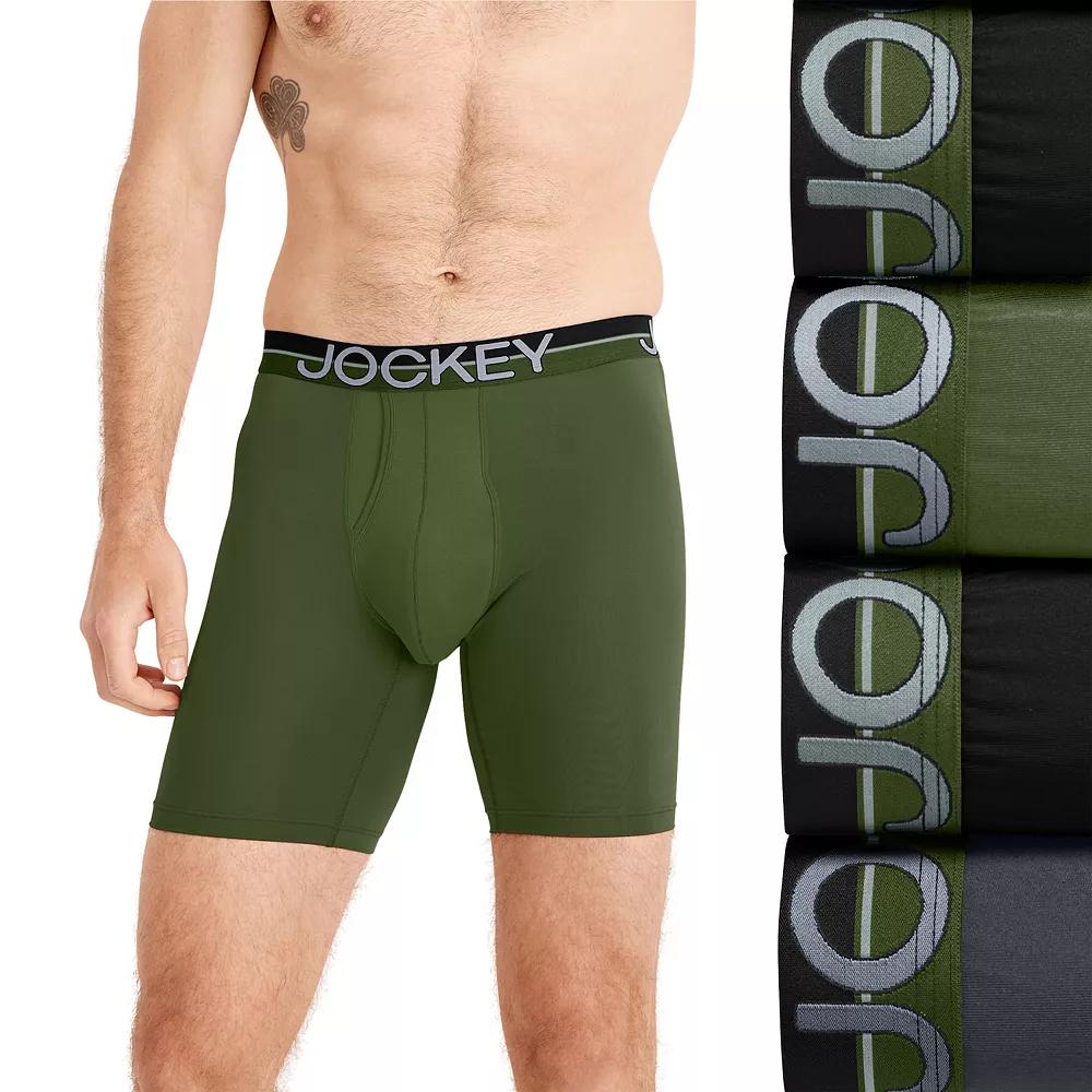Men's Jockey® Infinite Cool Microfiber Stretch 8" Long Leg 3- Pack +1 Bonus Boxer Briefs, Size: Large, Blue Team Product Image