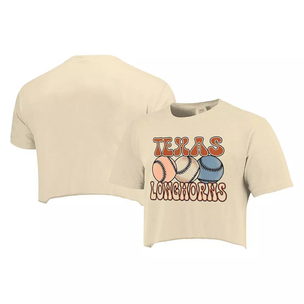 Women's Natural Texas Longhorns Comfort Colors Baseball Cropped T-Shirt,  Product Image