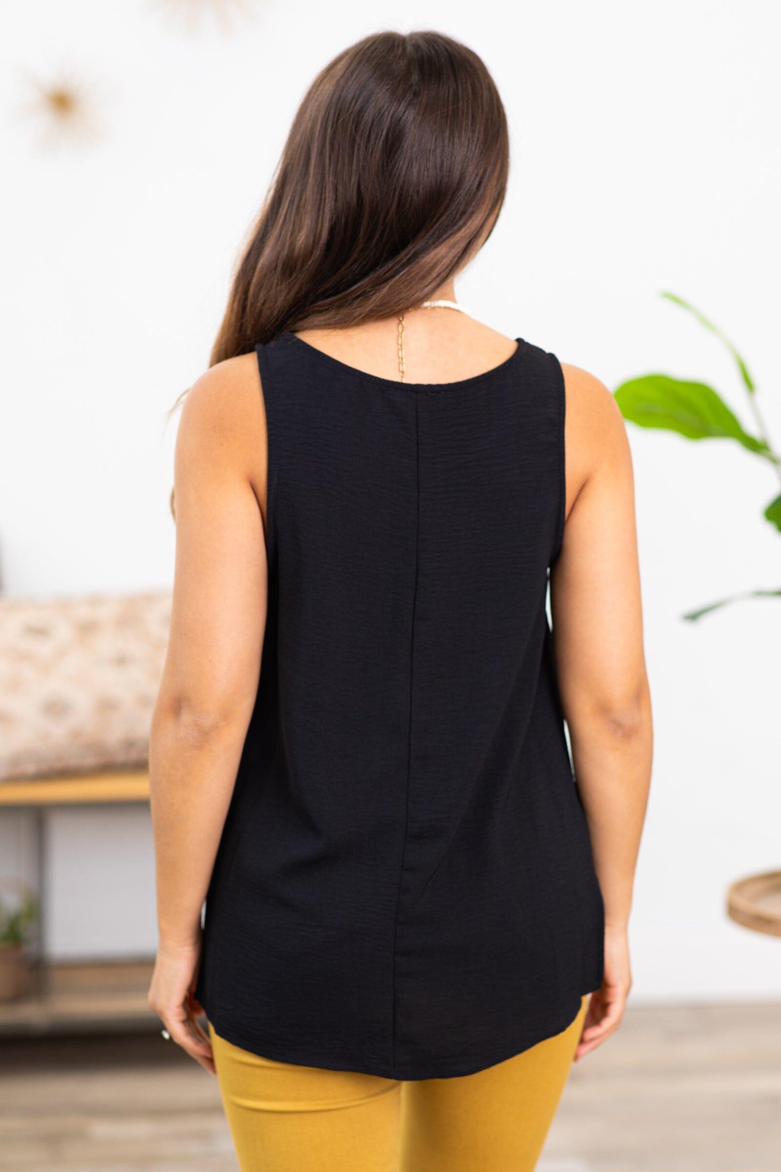 Black Hi Lo Round Neck Tank Product Image