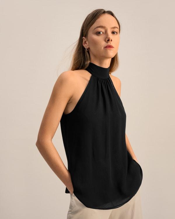 LILYSILK Silk Blouse Women Halter Neck Lily White 4 Product Image
