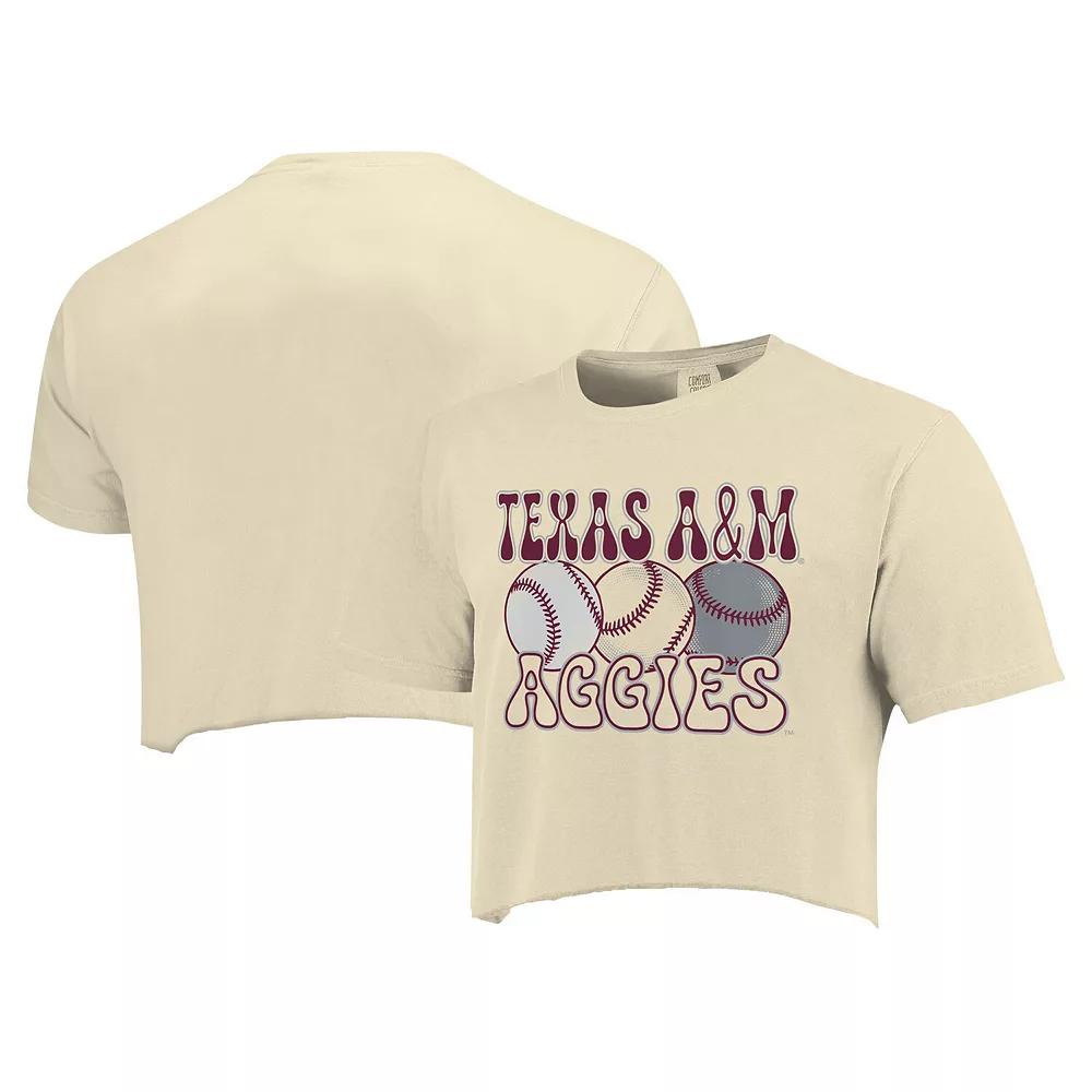 Women's Natural Texas A&M Aggies Comfort Colors Baseball Cropped T-Shirt,  Product Image