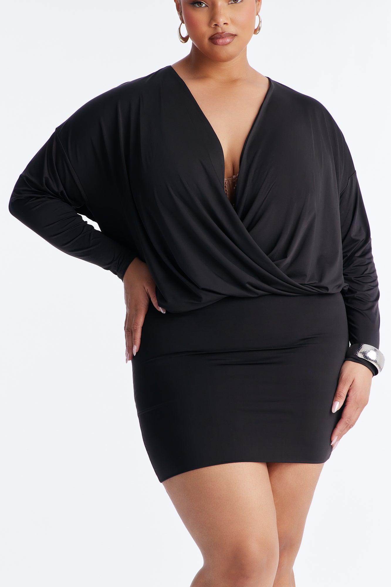 Odette Long Sleeve Mini Dress - Black Female Product Image