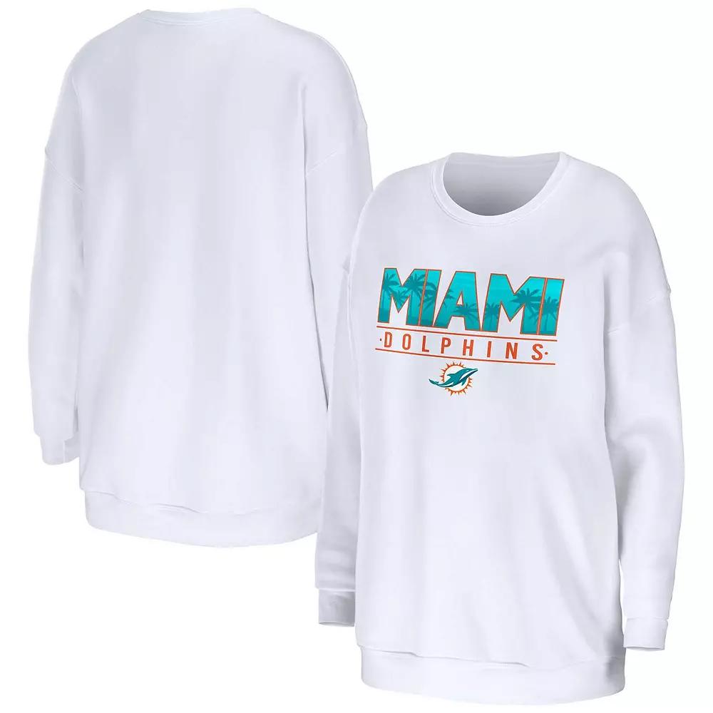 Women's WEAR by Erin Andrews White Miami Dolphins Domestic Pullover Sweatshirt,  Product Image