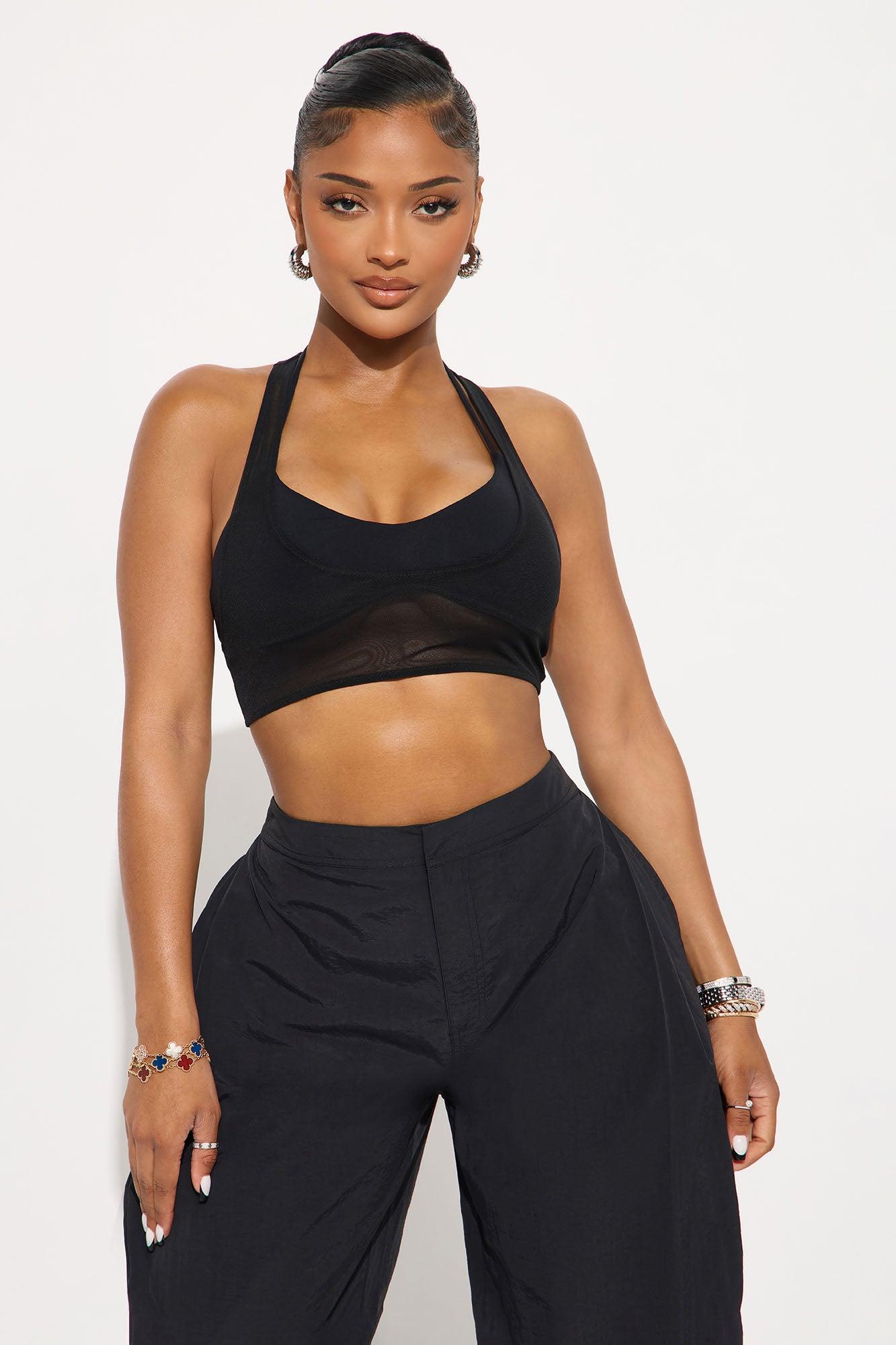 Power Mesh Racerback Bra Top - Black Female Product Image