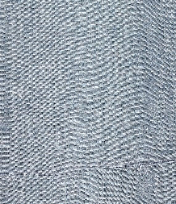 Bryn Walker Britta Cross-Dyed Linen Round Neck Short Sleeve Midi Dress Product Image