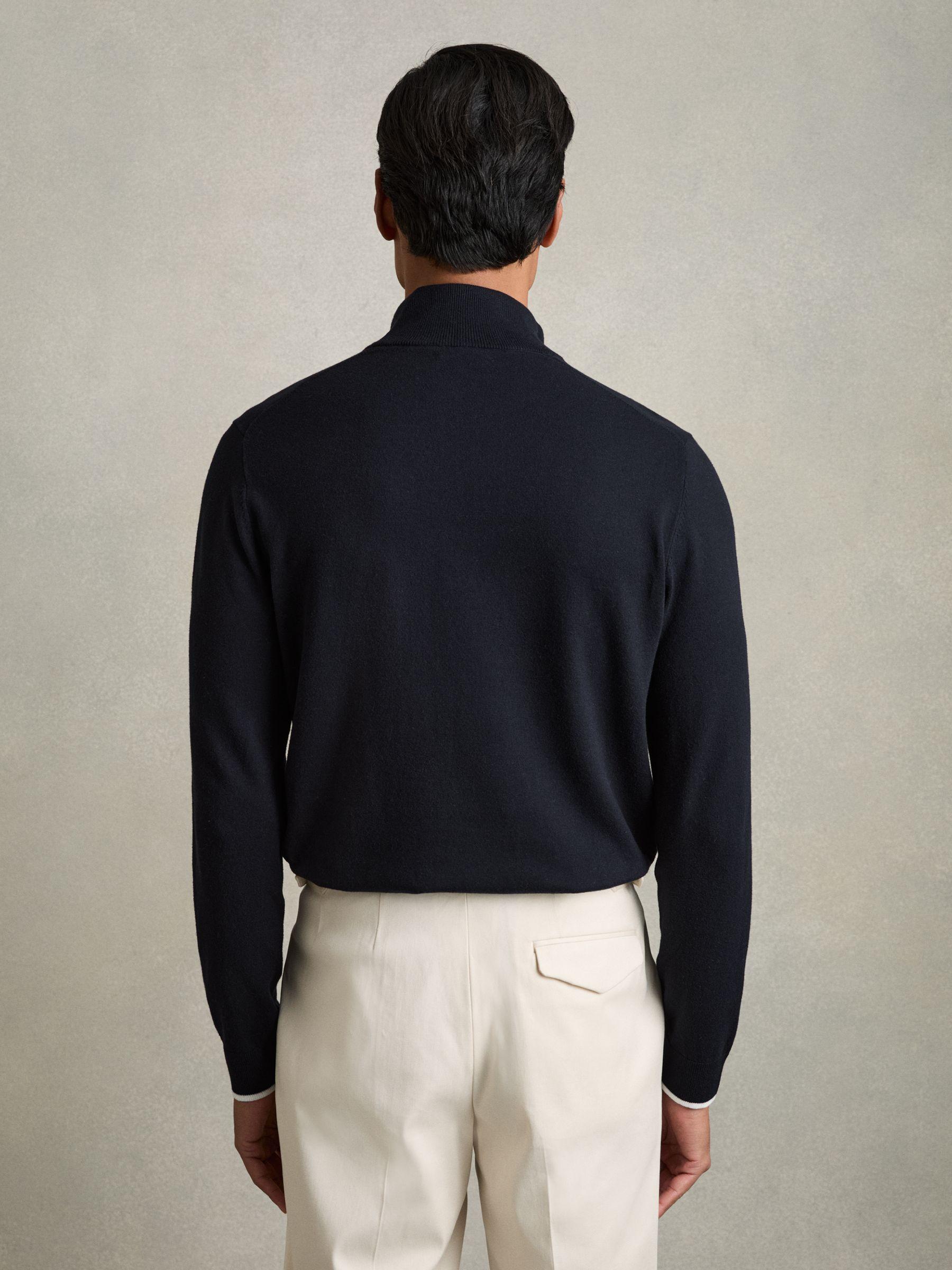 Cotton-Blend Half-Zip Jumper in Navy Product Image