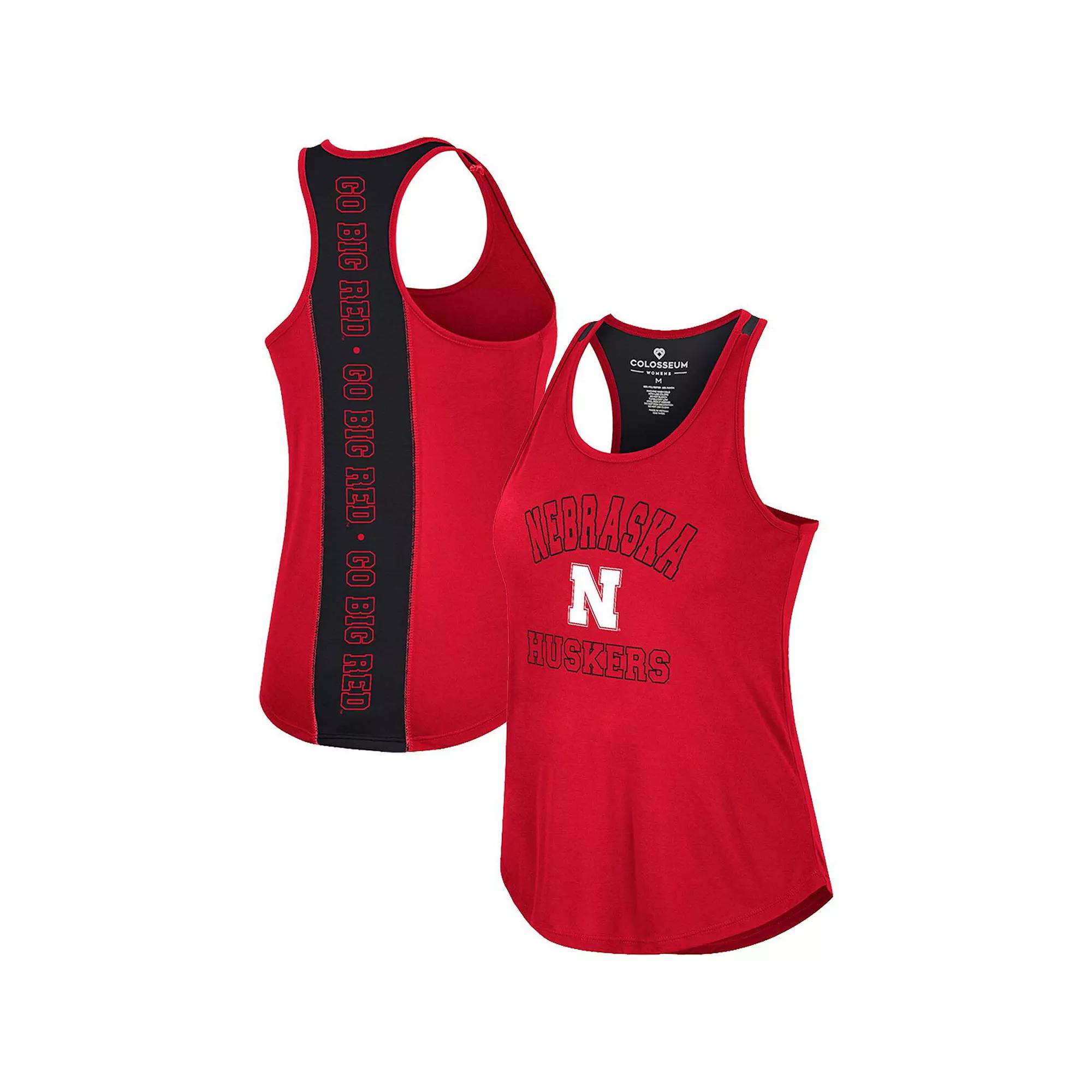 Women's Colosseum Scarlet Nebraska Huskers 10 Days Racerback Scoop Neck Tank Top, Size: Small, Red Product Image