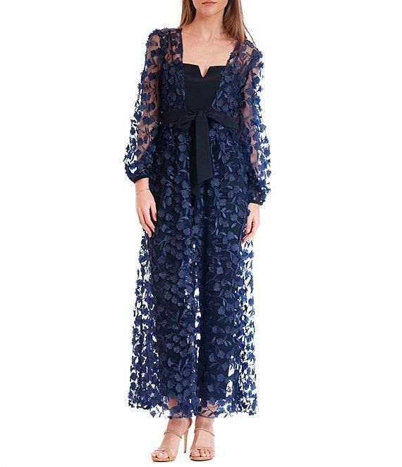 Julia Jordan Two Piece Sweetheart Neck Sleeveless Embroidered Long Sleeve Jacket 2-Piece Jumpsuit Set Product Image