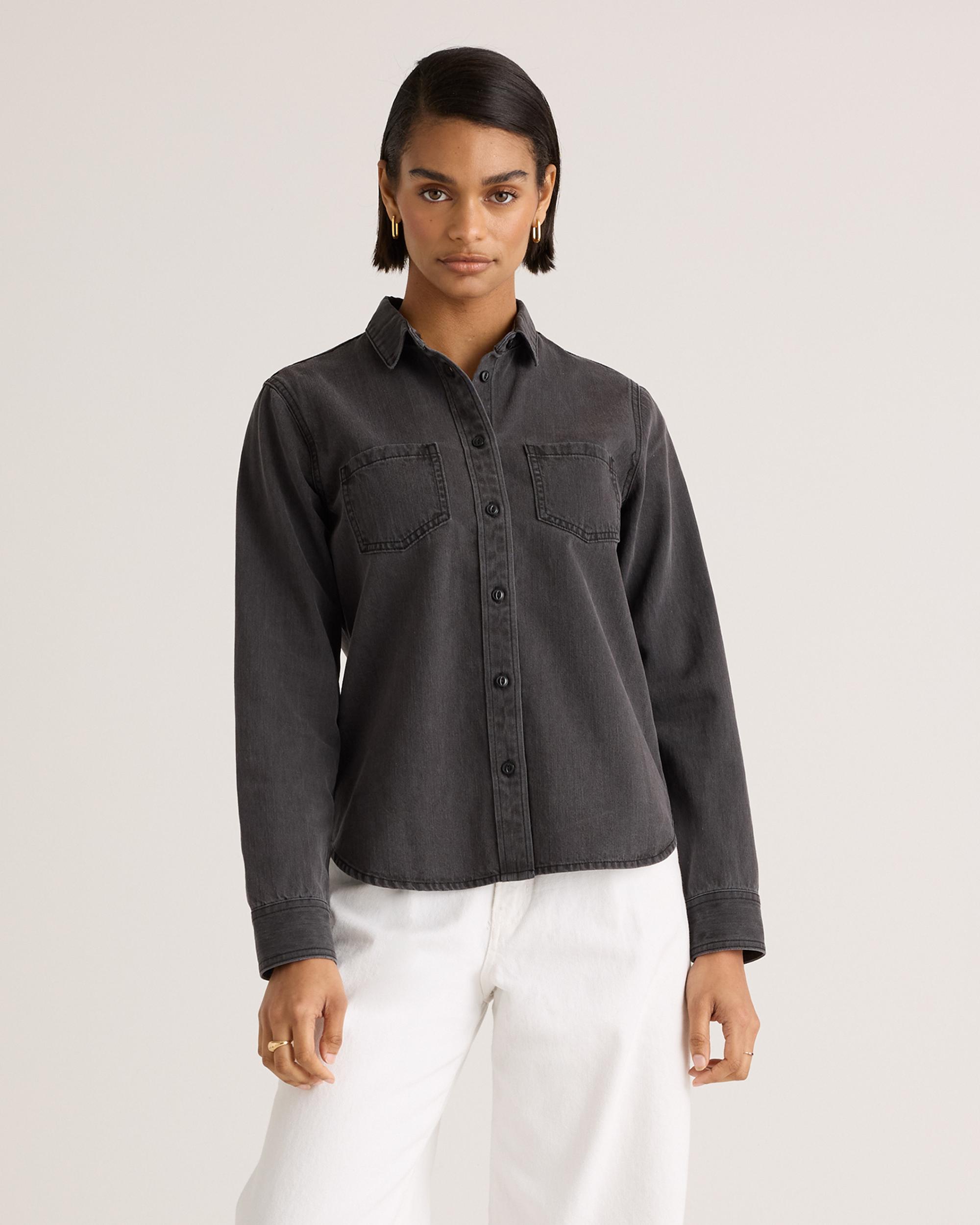 Quince | Women's Distressed Denim Shirt Cotton Product Image