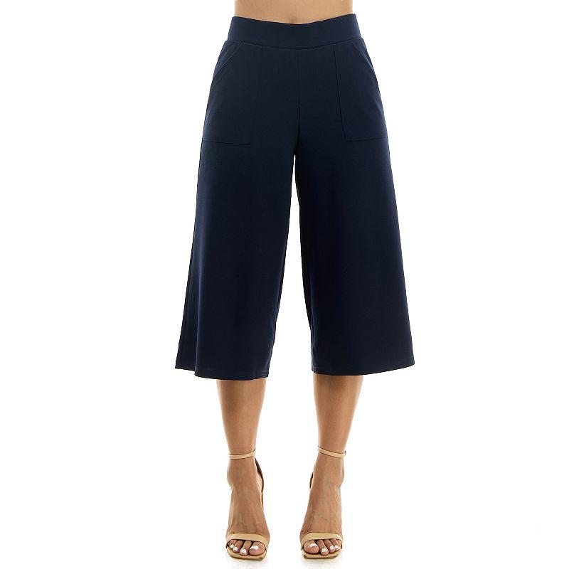 Women's Nina Leonard Elastic Waist Culotte Pants,  Product Image