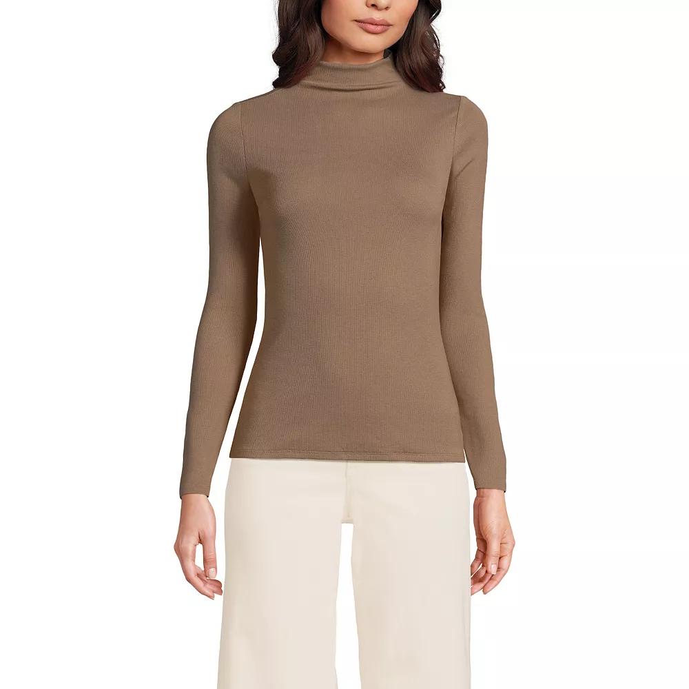 Women's Lands' End Rib Skimming Long Sleeve Mock Neck Top,  Product Image