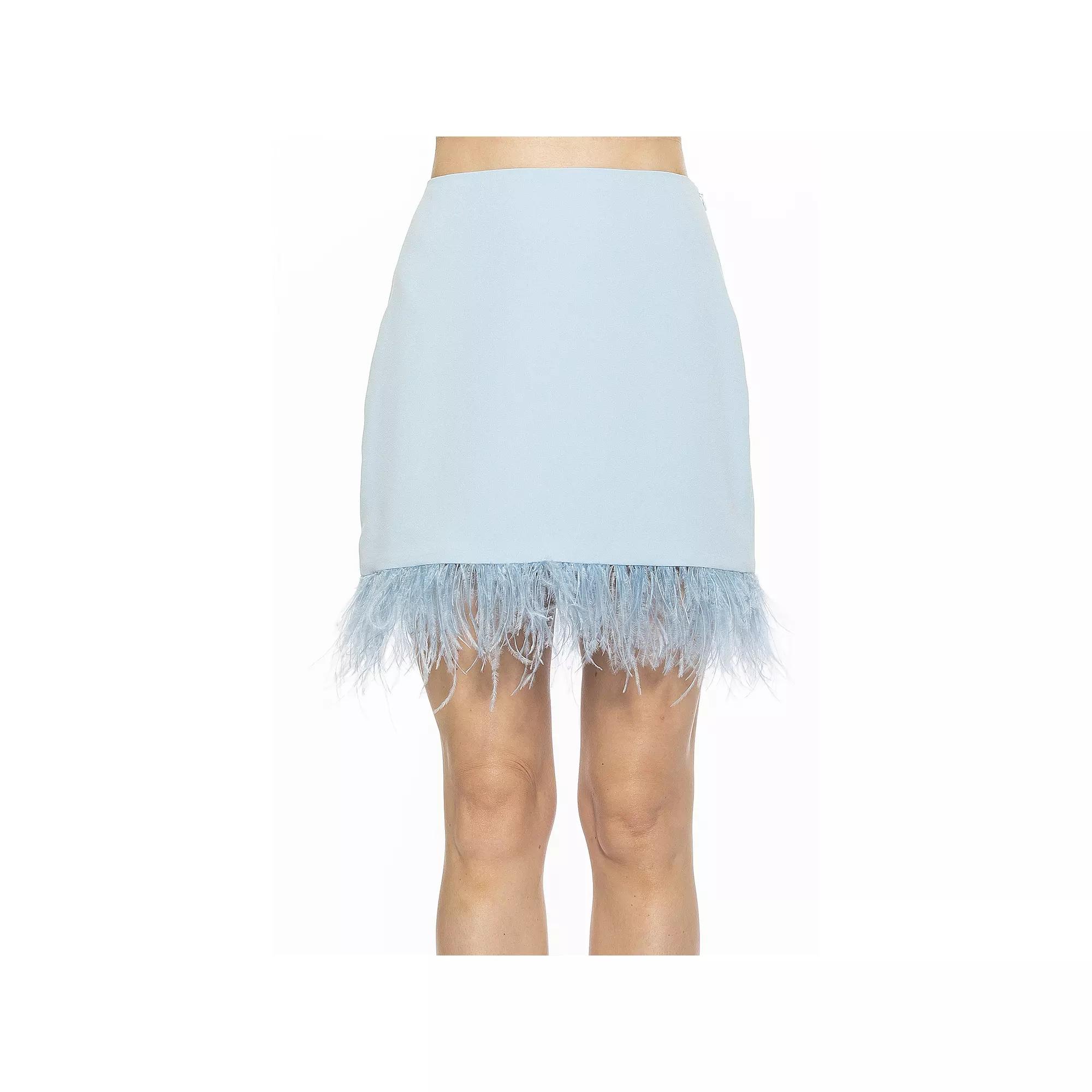 Women's ALEXIA ADMOR Flora Classic Mini Skirt With Feather Trim,  Product Image
