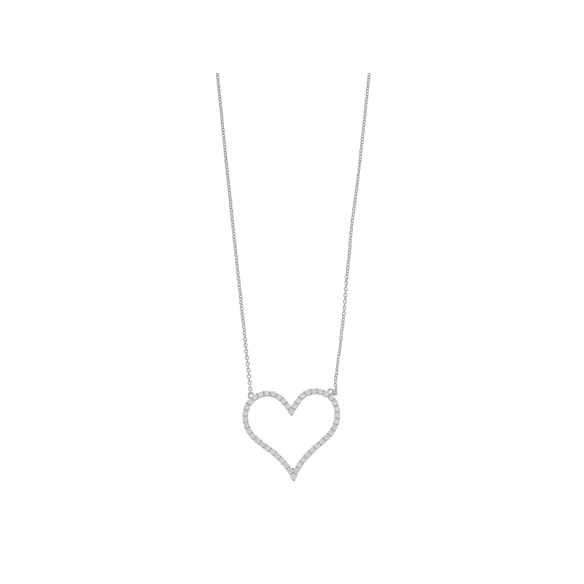 Cubic Zirconia Heart Pendant Necklace, Women's, Sterling Silver Product Image