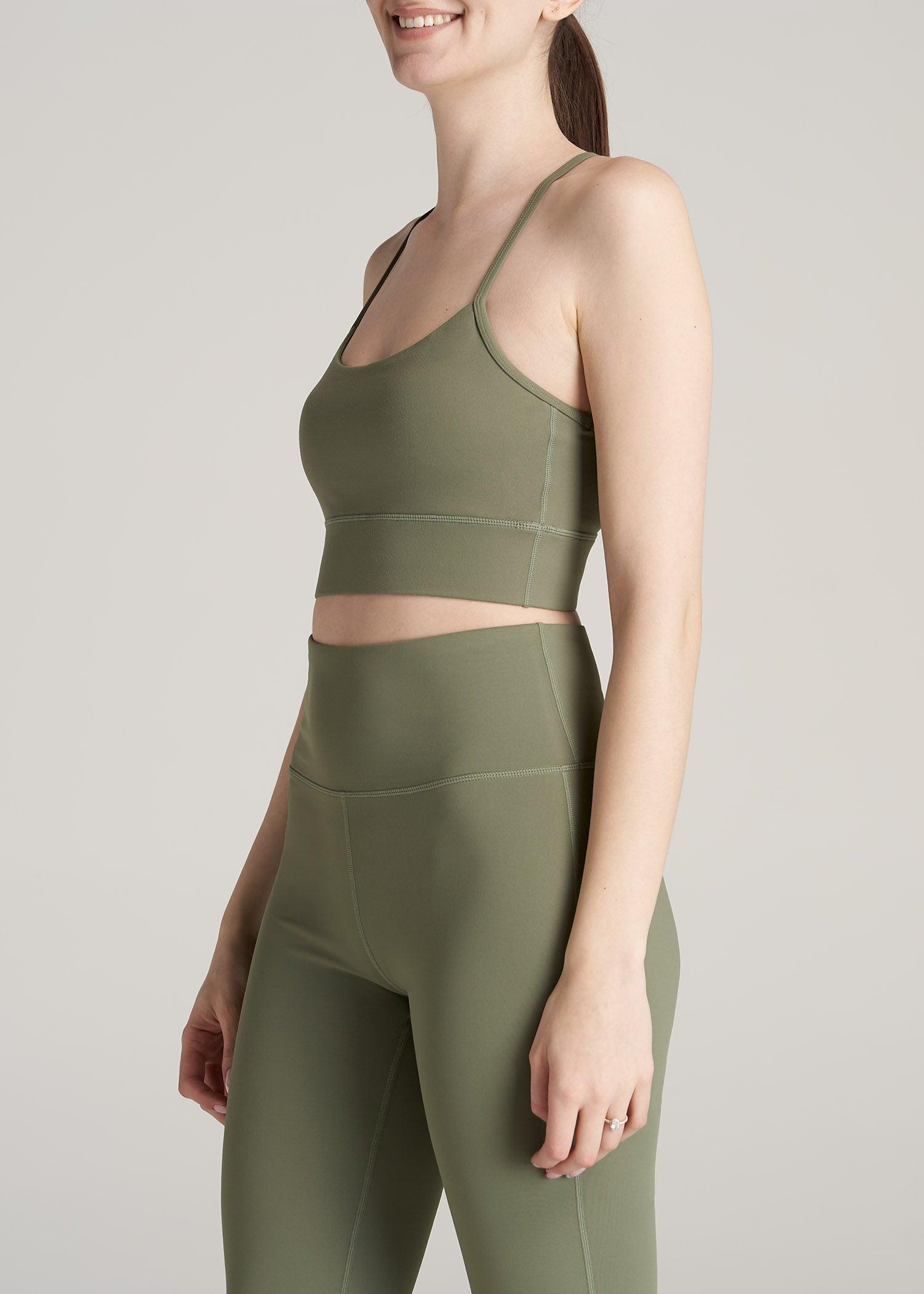Racerback Sports Bra for Tall Women in Olive Female Product Image