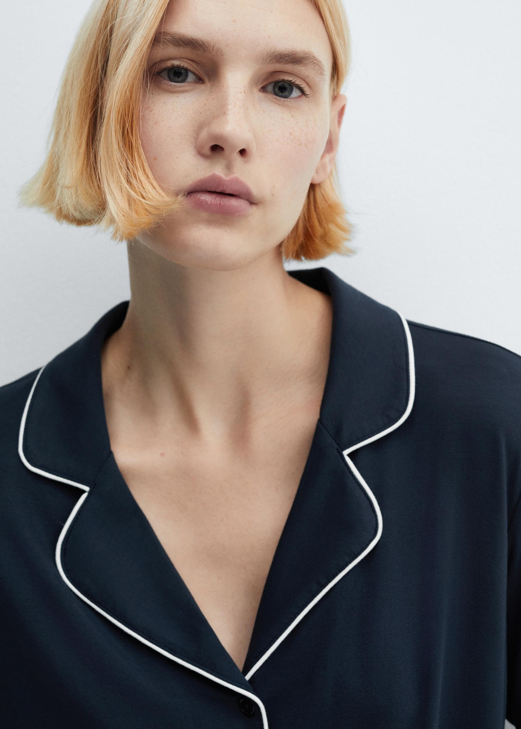 Two-piece pyjamas with piping - Women | MANGO USA Product Image