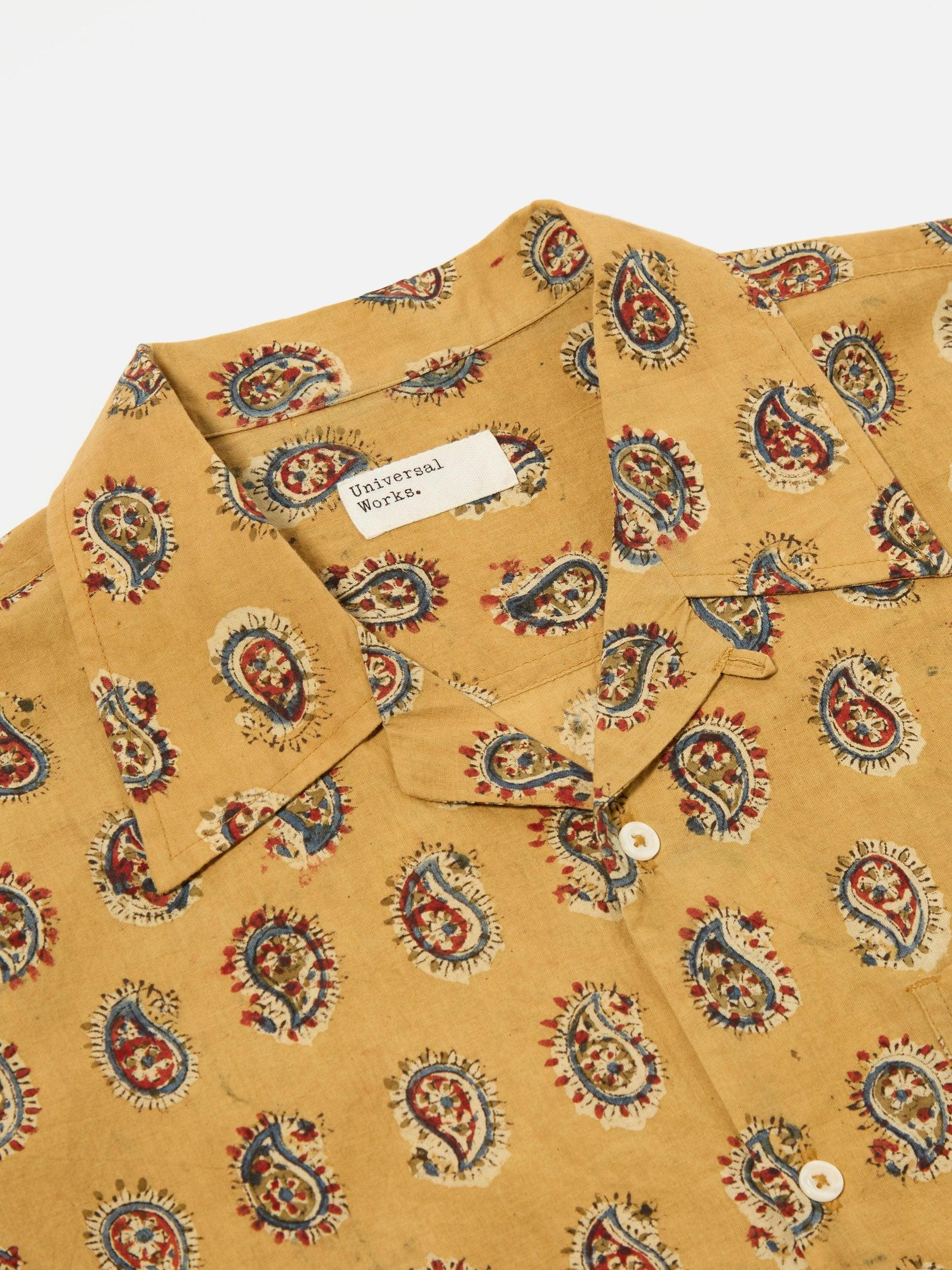 Universal Works Camp Shirt in Camel Kalamkari II Print Product Image