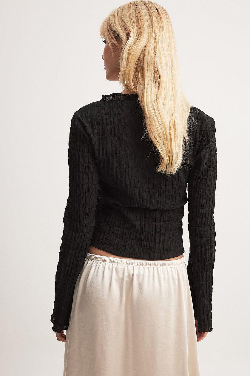 Square Neck Long Sleeve Ruffle Top Product Image