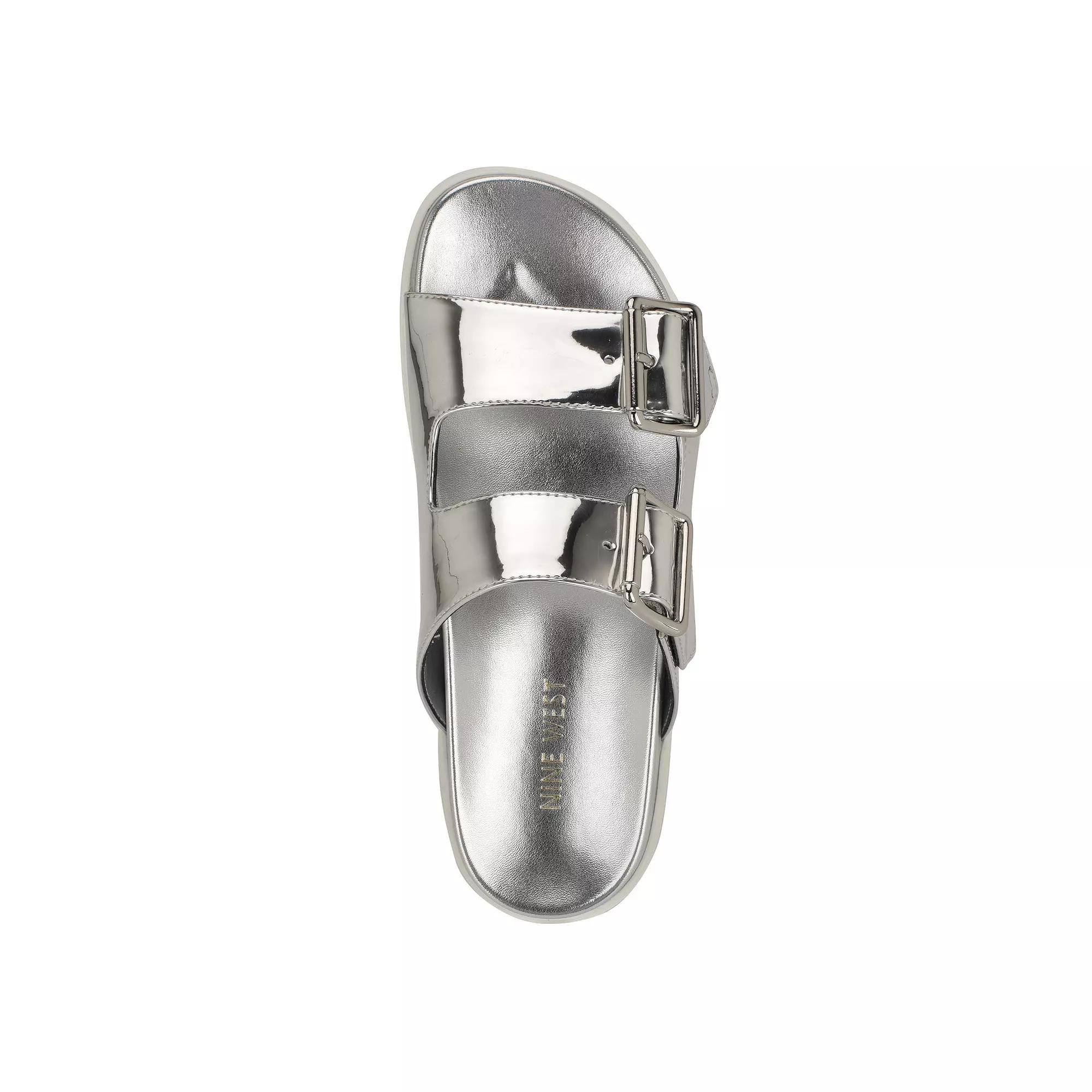 Nine West Timma Double Strap Slip-On Women's Casual Sandals, Size: 6, Silver Mirror Grey Product Image