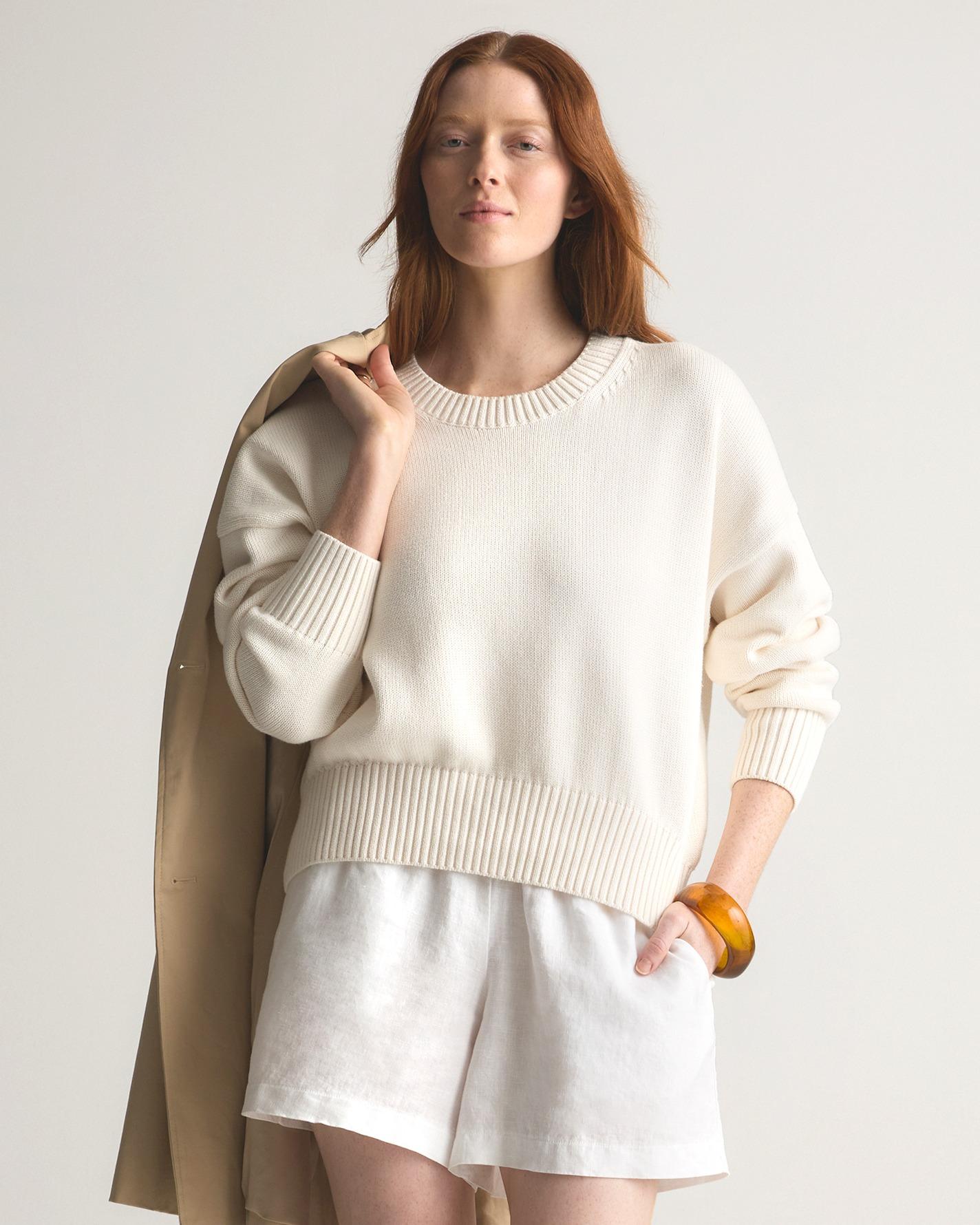 Quince | Women's Boyfriend Crewneck Sweater Size XS, Organic Cotton Product Image