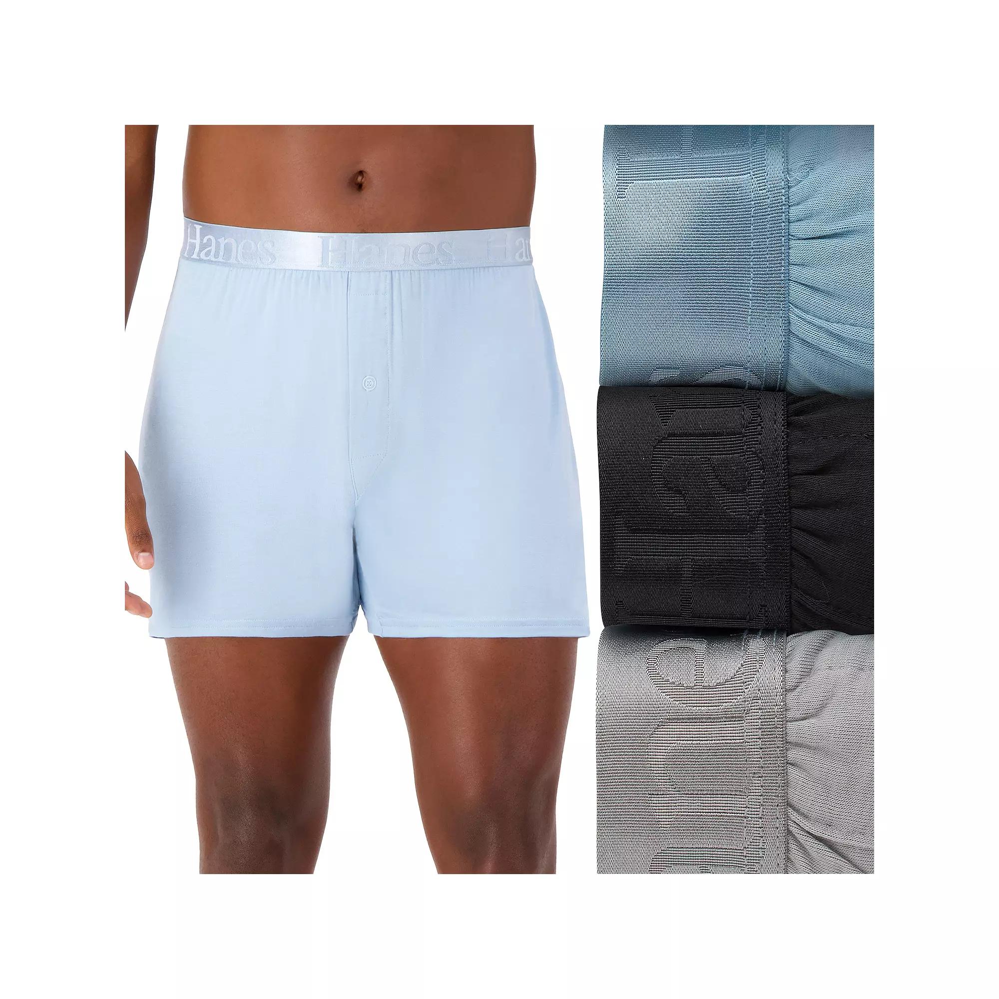 Hanes Originals Ultimate 3-Pack Men's SuperSoft Knit Boxers, Size: Large, Assorted Product Image