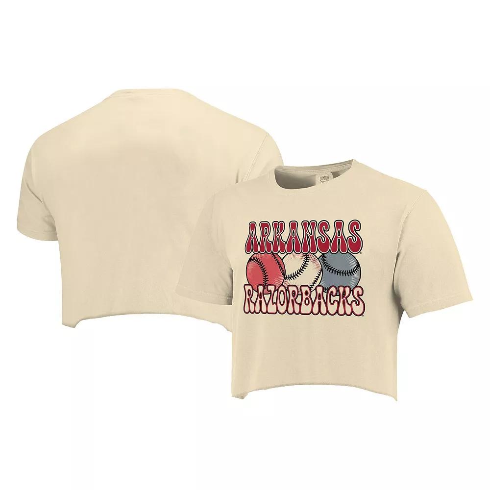 Women's Natural Arkansas Razorbacks Comfort Colors Baseball Cropped T-Shirt,  Product Image