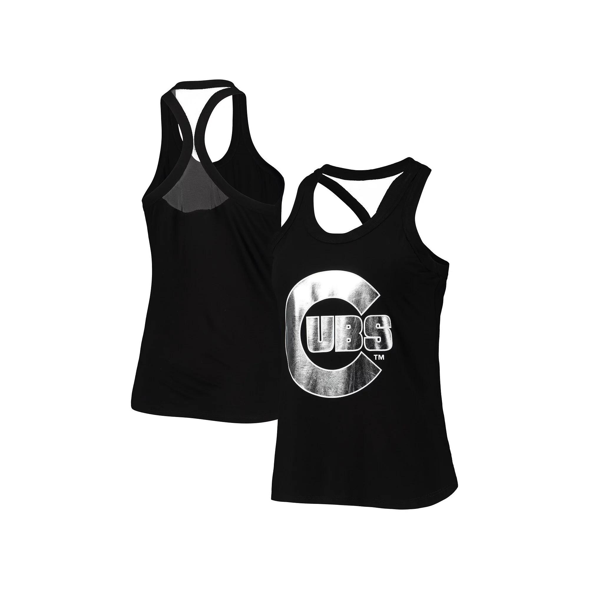 Women's The Wild Collective Black Chicago Cubs Tonal Athleisure Racerback Tank Top, Size: XS Product Image