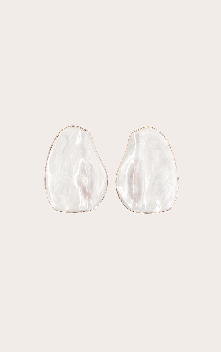 Cream Oversize Wave Abstract Statement Earrings Product Image