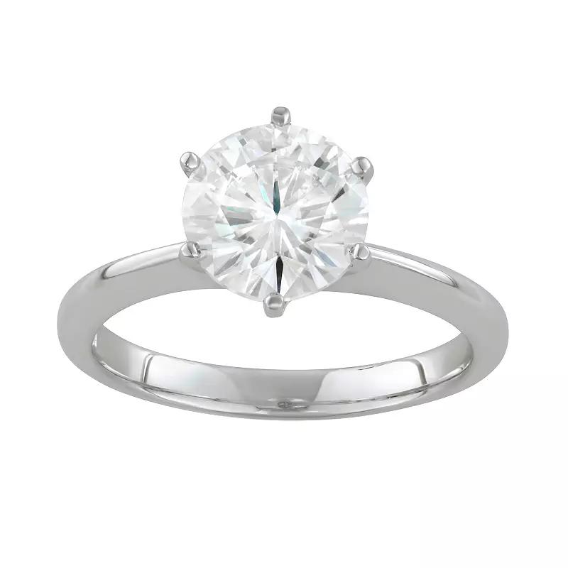 Charles & Colvard 14k White Gold 1 9/10 Carat T.W. Lab-Created Moissanite Slim Solitaire Engagement Ring, Women's, Size: 6 Product Image