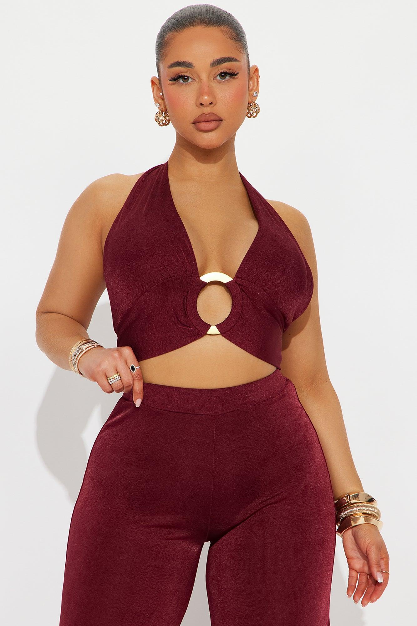Fierce & Fabulous Pant Set - Burgundy Product Image