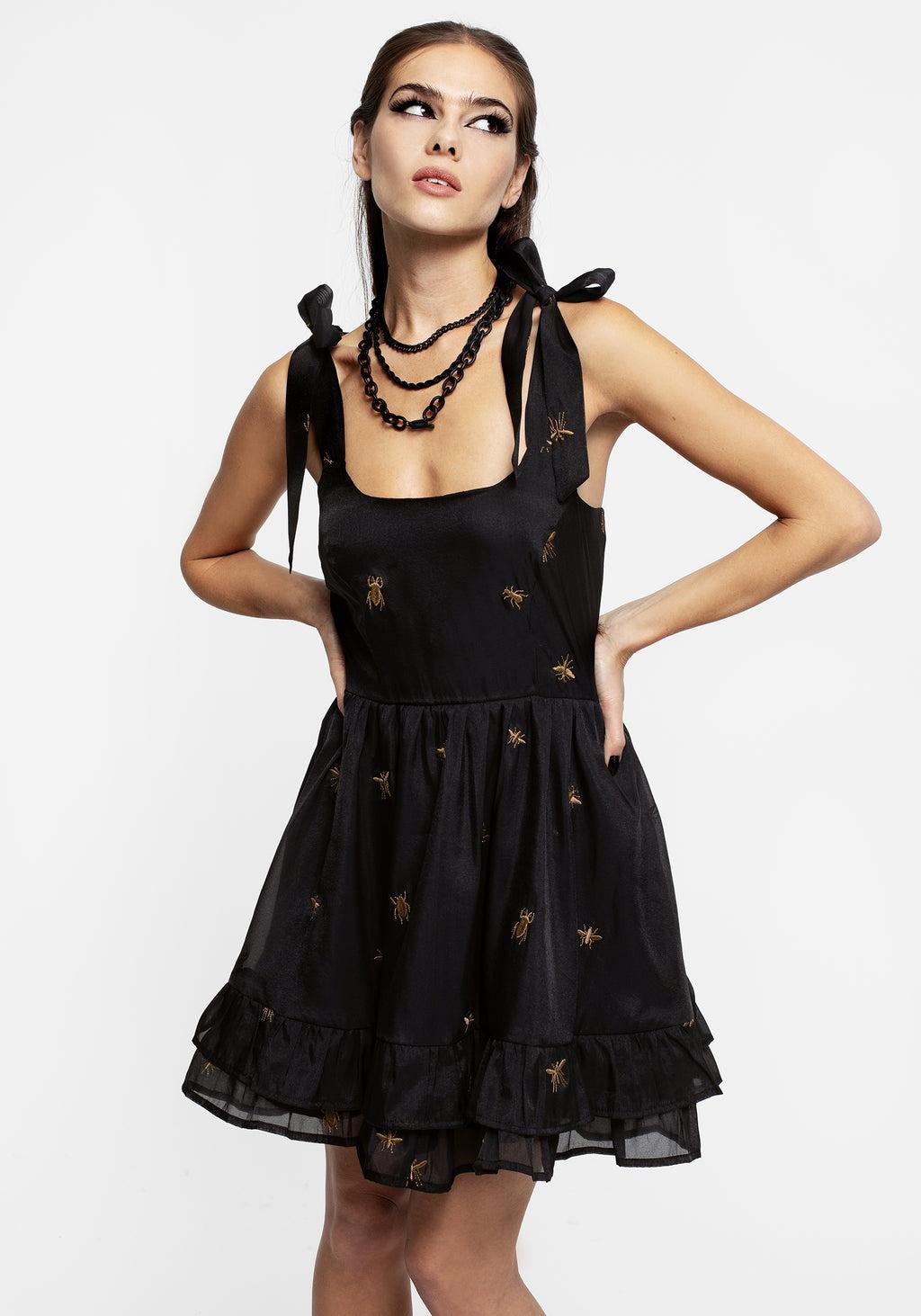 Insectarium Embroidered Organza Tiered Corset Mini Dress Product Image