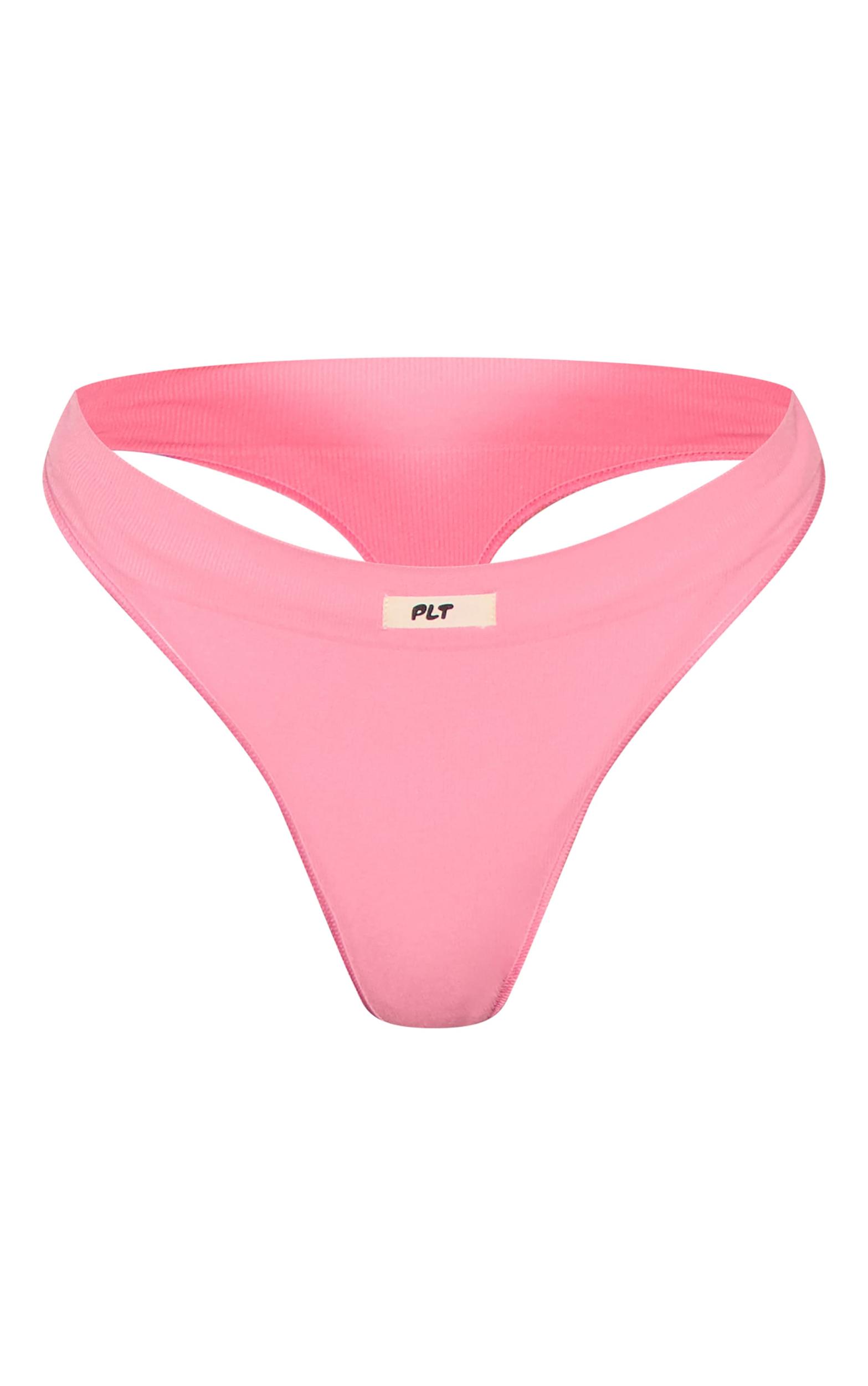 PRETTYLITTLETHING Pink Badge Seamless Thong Product Image