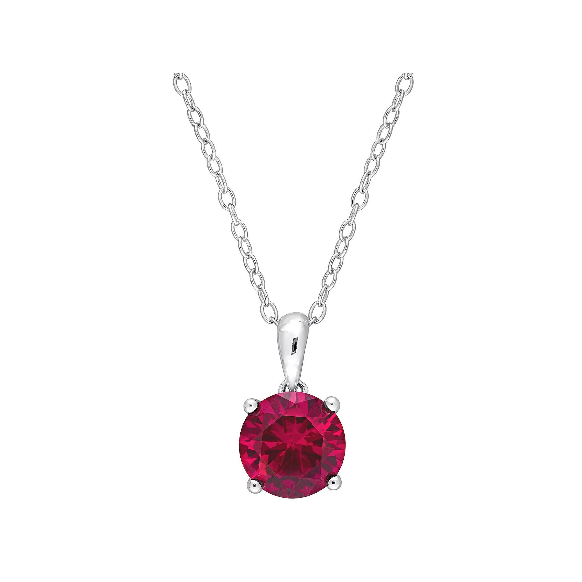 Stella Grace Sterling Silver & Gemstone Round Stud Pendant Necklace, Women's,  Product Image