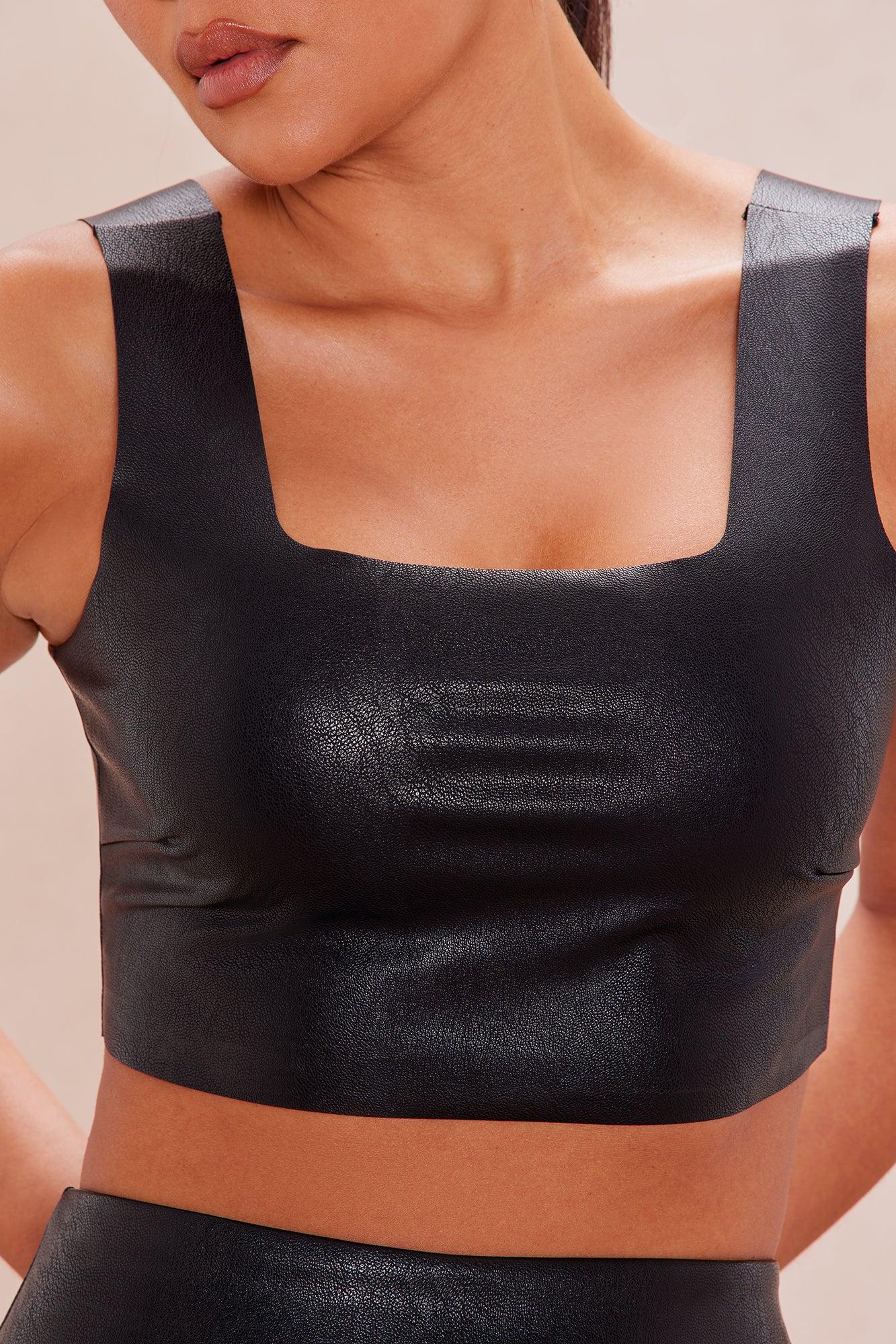 Zahara Faux Leather Top - Black Female Product Image