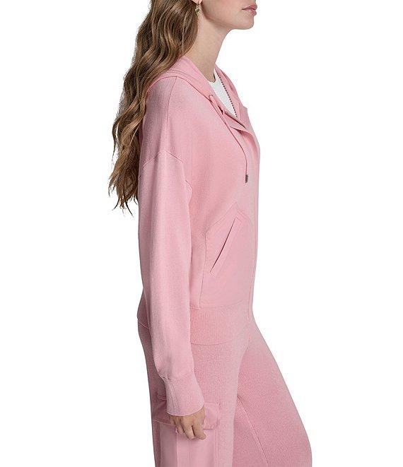 DKNY By Donna Karan Satin Pocket Full-Zip Hooded Jacket Product Image