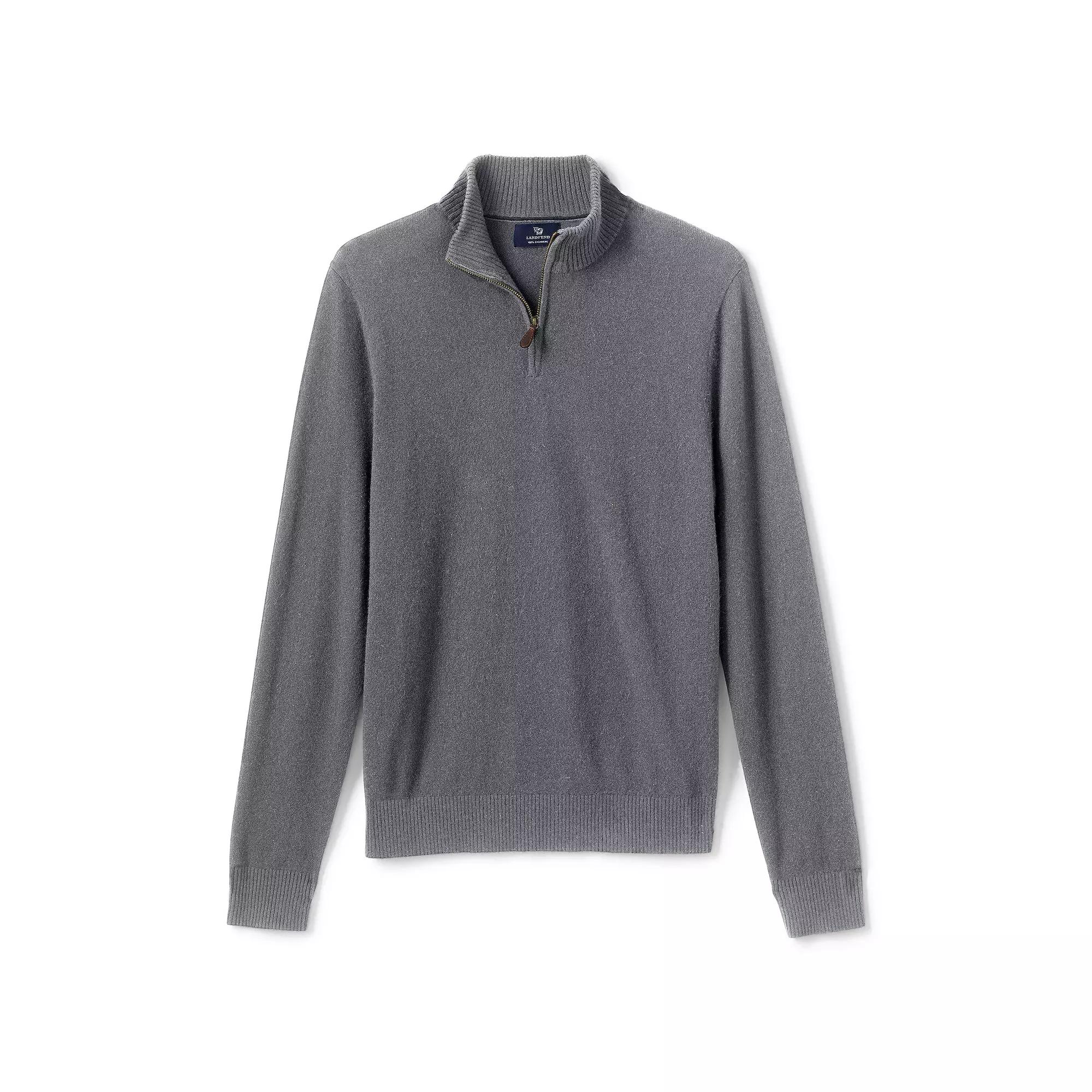 Men's Lands' End Cashmere Quarter-Zip Sweater,  Product Image