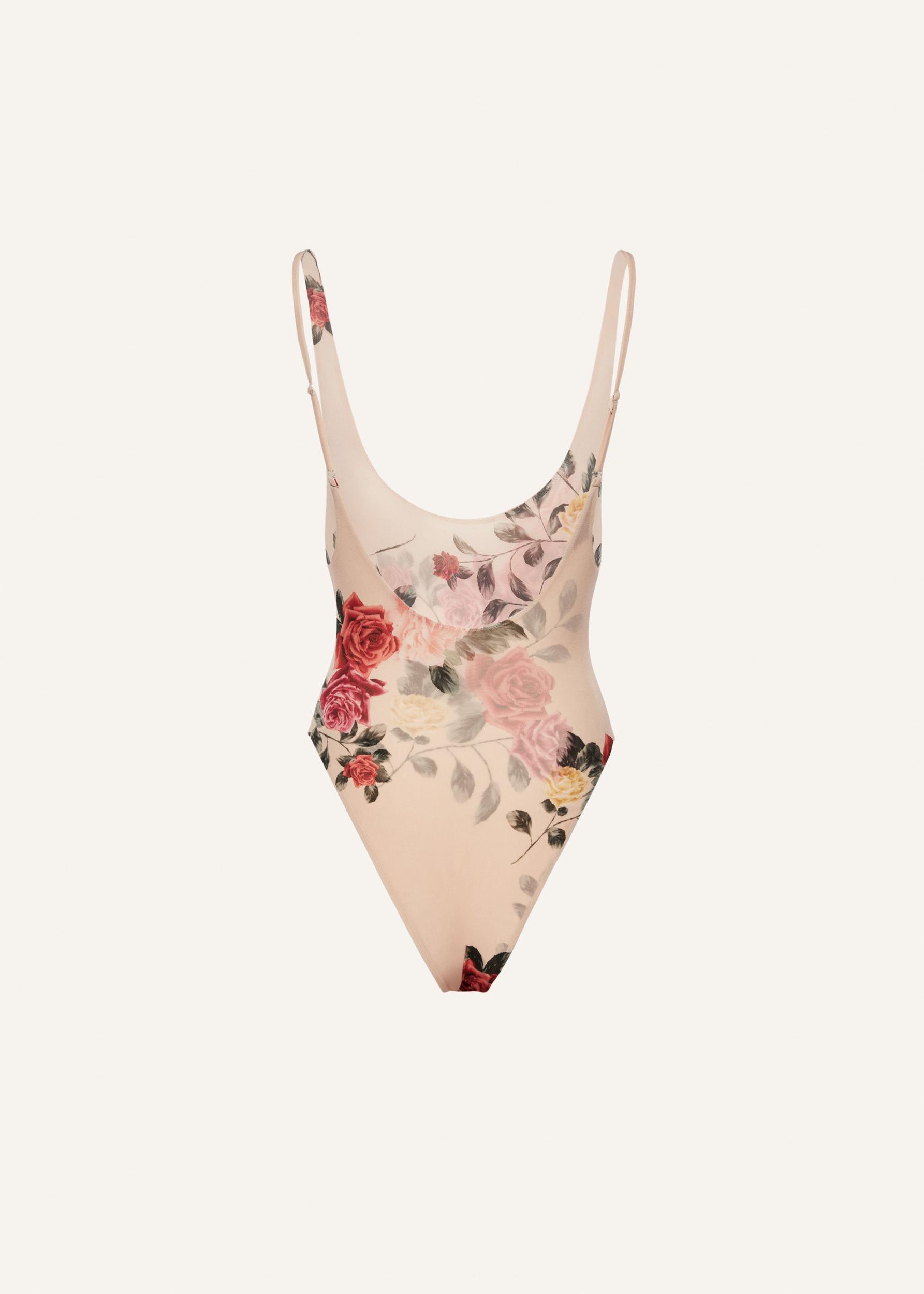 Draped high neck midi dress in beige print Product Image