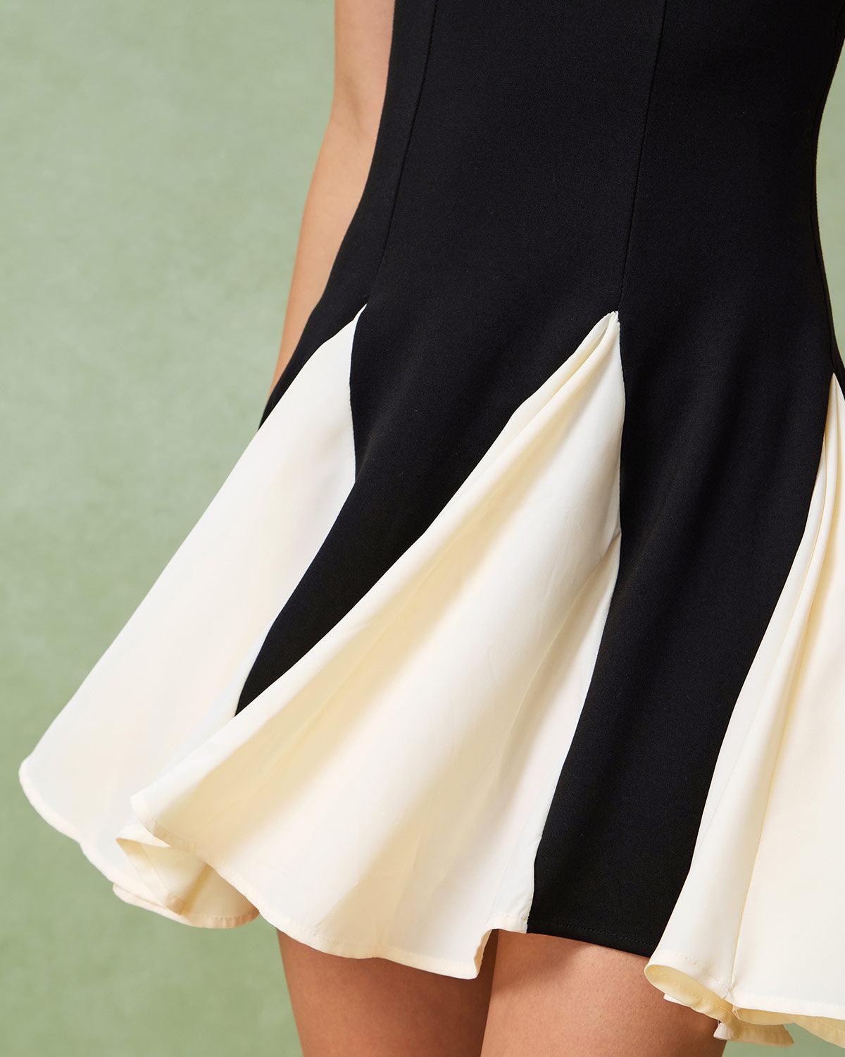 Black Contrast Slip Mini Dress Product Image