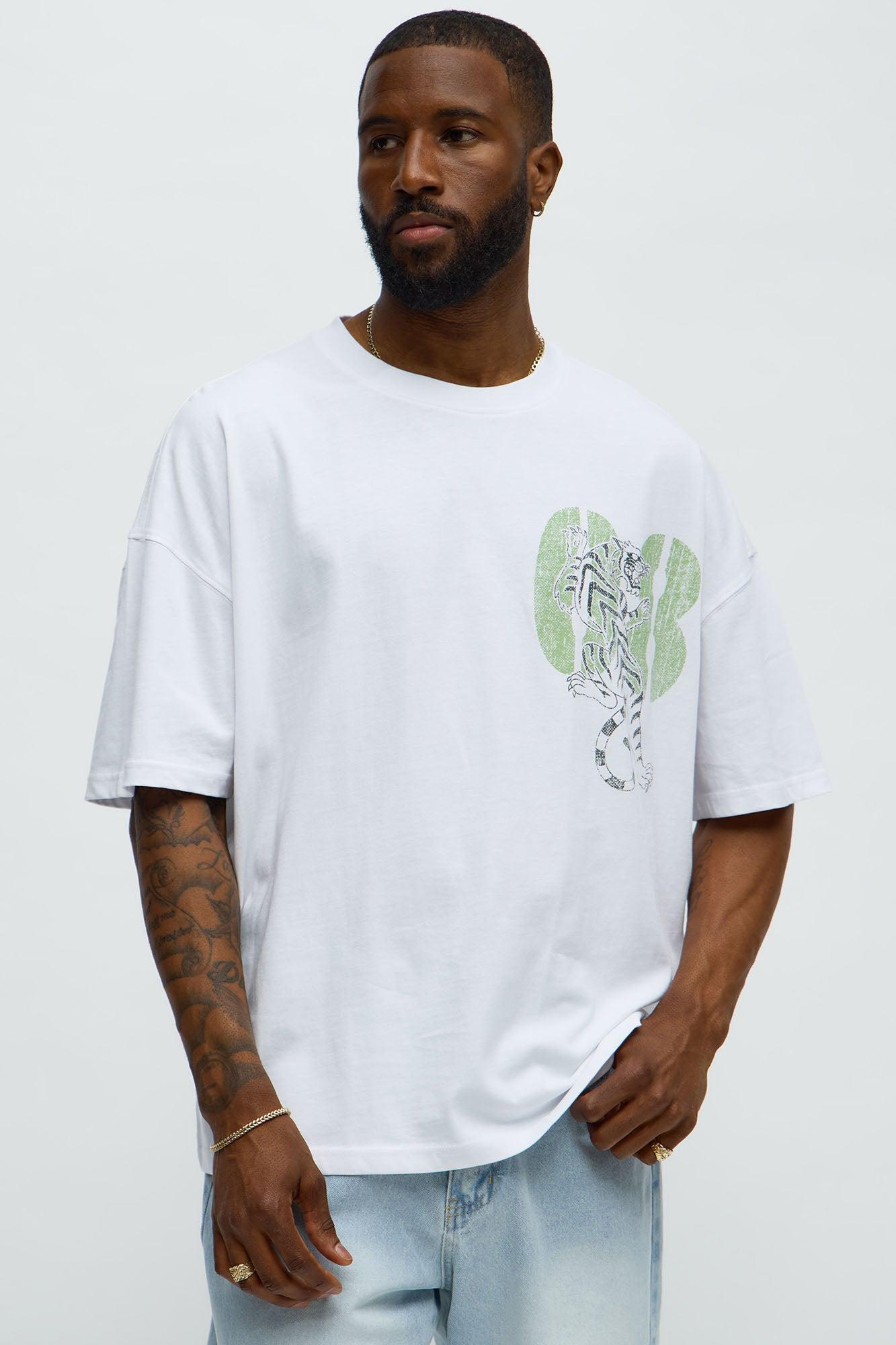 Tiger Power From Within Oversized Short Sleeve Tee - White Male Product Image