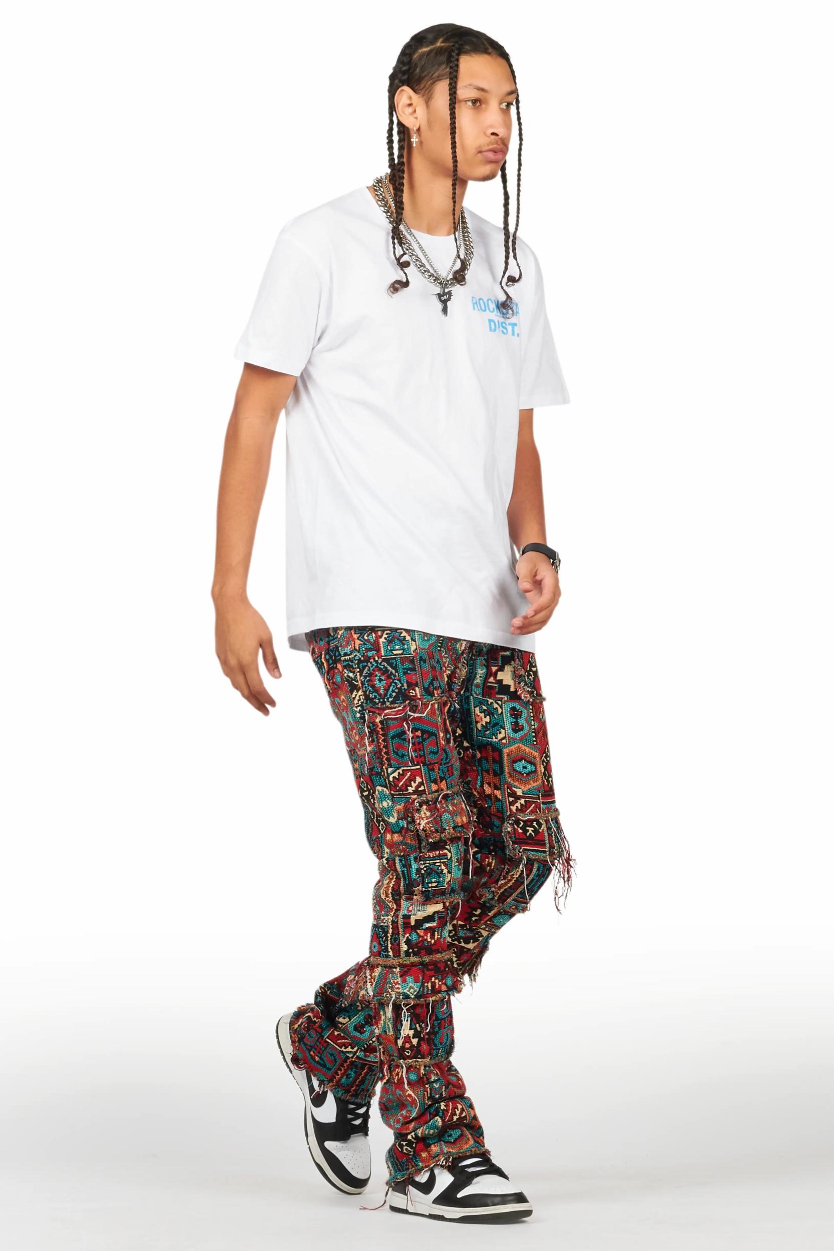 Tayami Tapestry Aqua Cargo Stacked Flare Jean Male Product Image