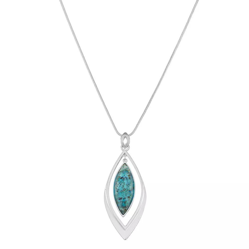 Napier Silver Tone Orbital Blue Green Pendant Necklace, Women's Product Image