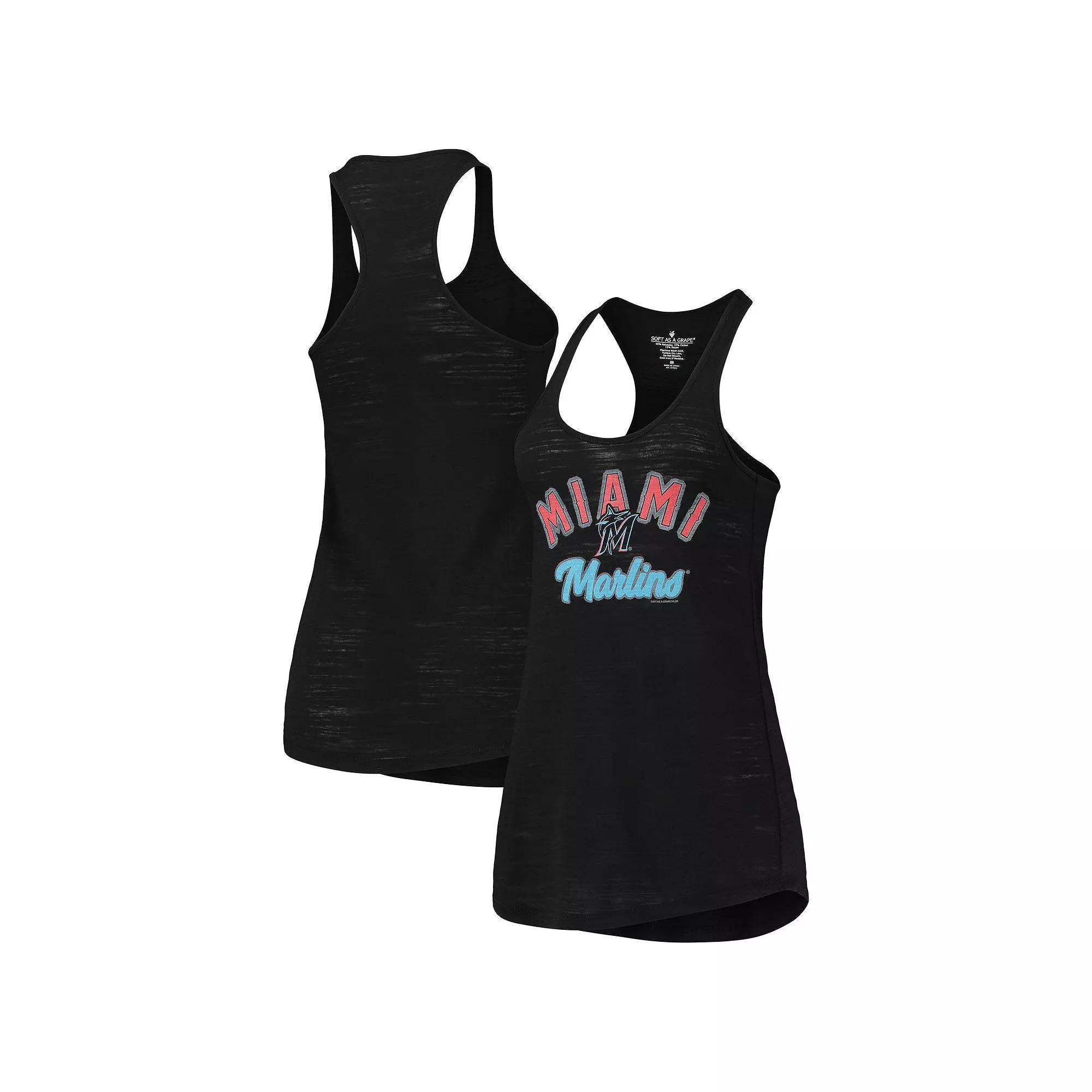 Women's Soft as a Grape Black Miami Marlins Multi-Count Tri-Blend Tank Top, Size: XL Product Image