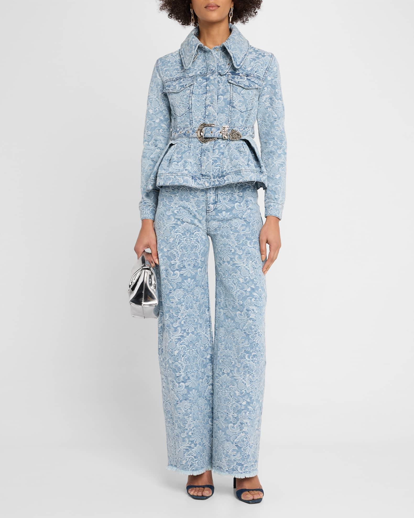 Fitted Brocade Denim Jacket Product Image