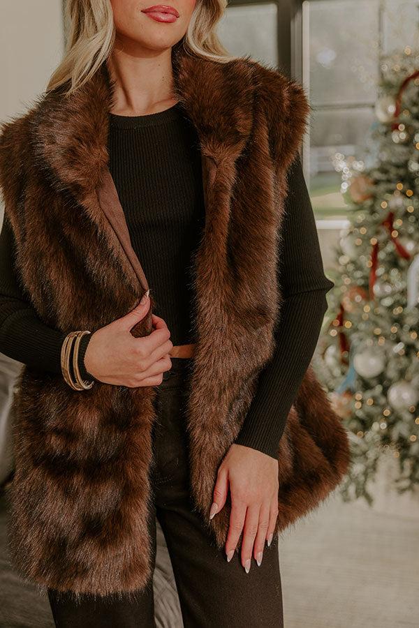 Midnight In France Faux Fur Vest in Chestnut Product Image