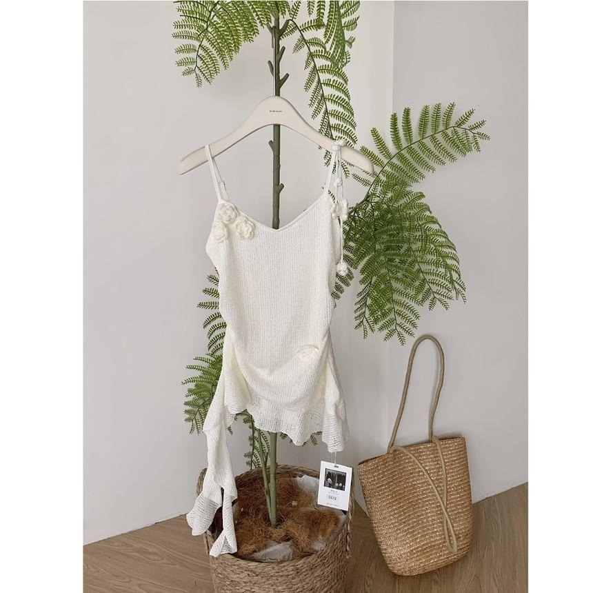 V-Neck Plain Ruffle Asymmetrical Cami Top Product Image