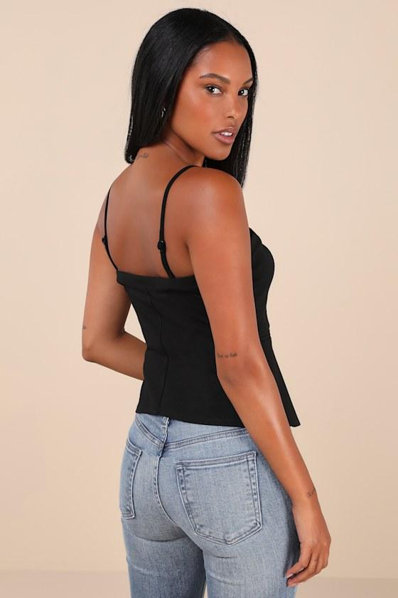 Sophisticated Ways Black Button-Front Cami Vest Top Product Image