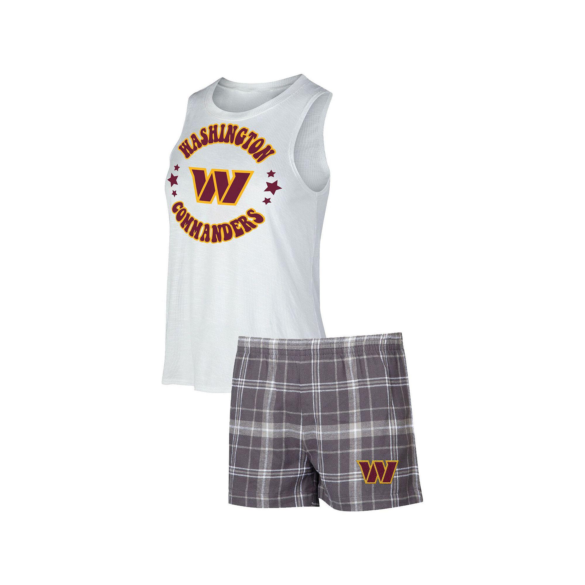 Women's Concepts Sport White/Charcoal/Gray Washington Commanders Ultimate Tank Top & Shorts Sleep Set, Size: Medium, Wft Charco Product Image