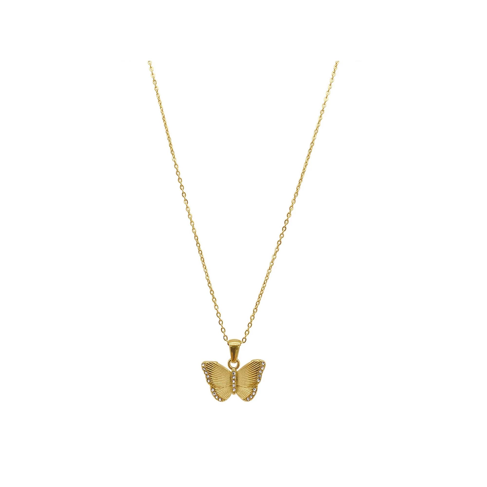 Adornia 14k Gold Plated Butterfly Pendant Necklace, Womens Gold Tone Product Image