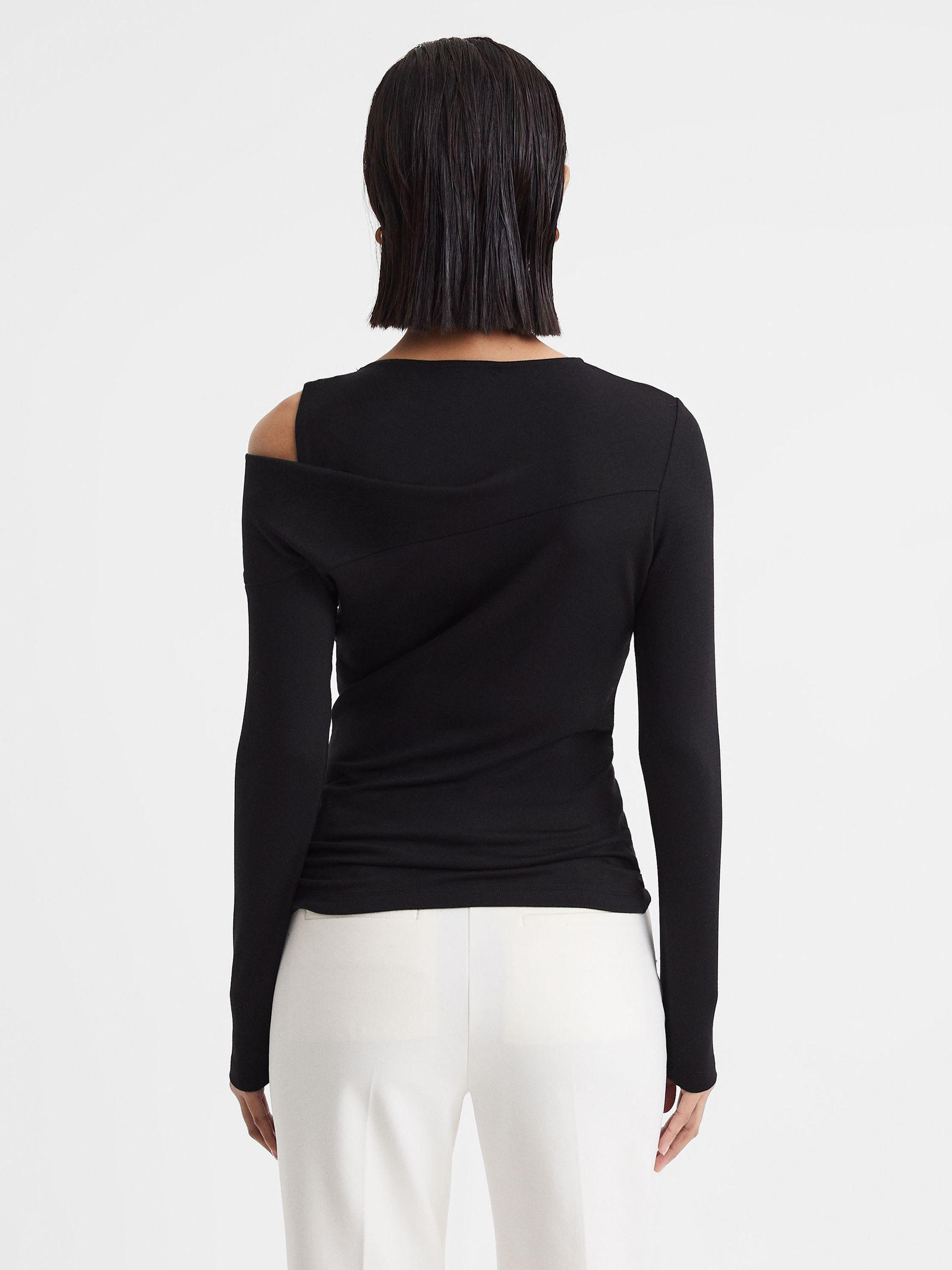 Draped Shoulder Top in Black Product Image
