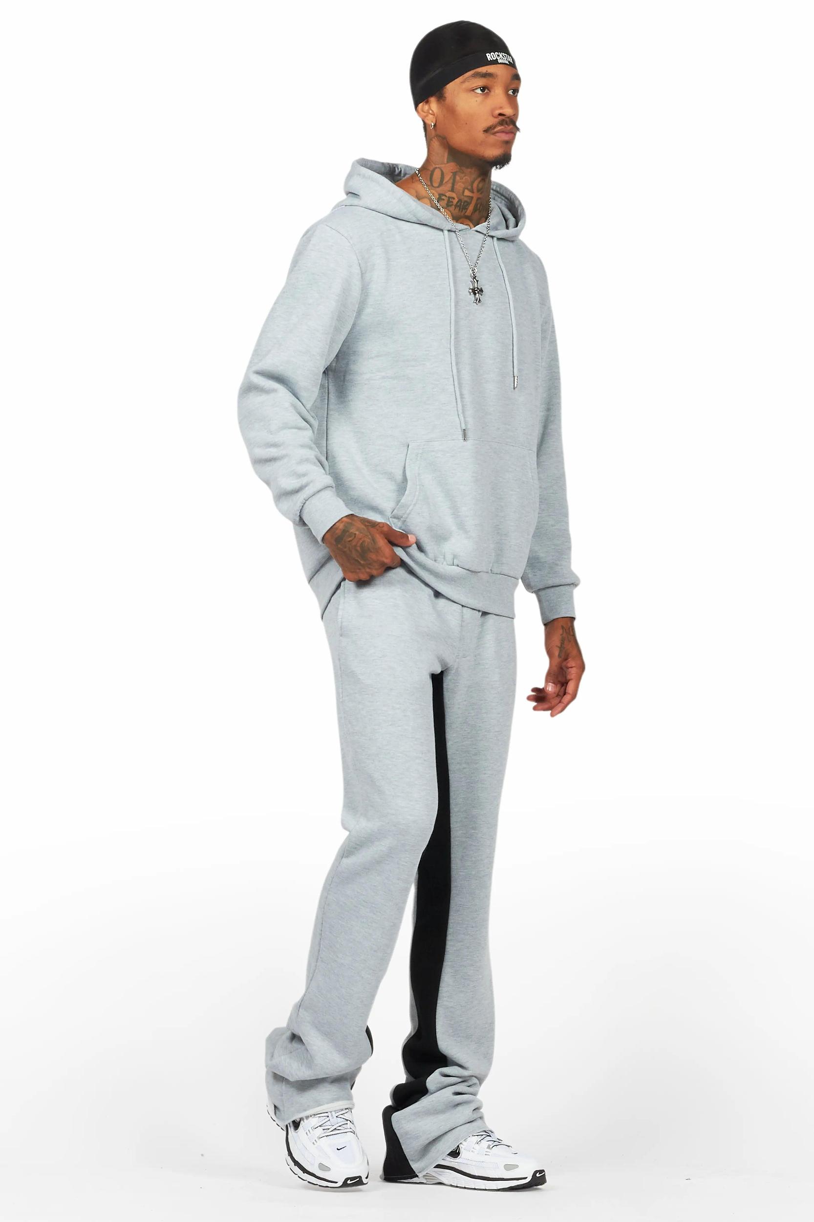 Basic Heather Grey Hoodie/Baggy Track Pant Set Male Product Image
