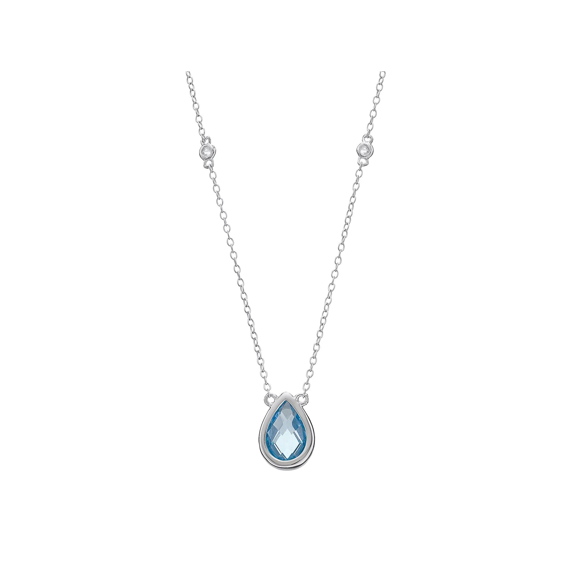 Gemminded Sterling Silver Blue & White Topaz Teardrop Necklace, Women's, Size: 18" Product Image